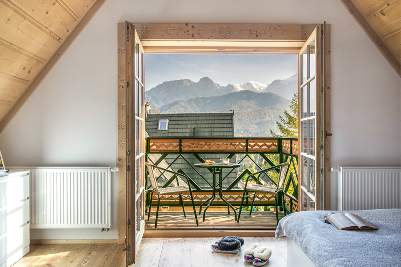 Sypialnia z widokiem na Giewont Tatry